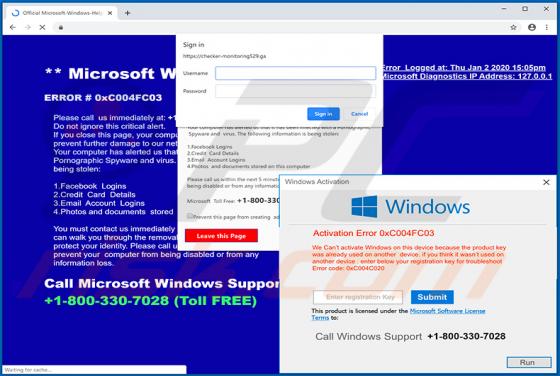 ERROR 0xC004FC03 POP-UP oplichting