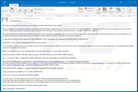 Sextortion e-mail (Dash)