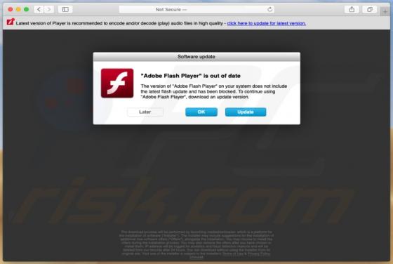 'Adobe Flash Player Is verouderd' oplichting met pop-ups