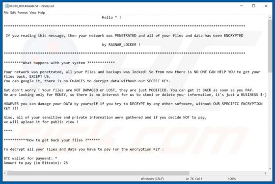Ragnar Locker ransomware