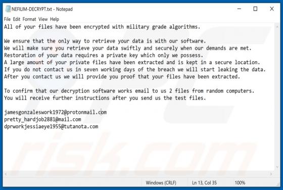 NEFILIM ransomware