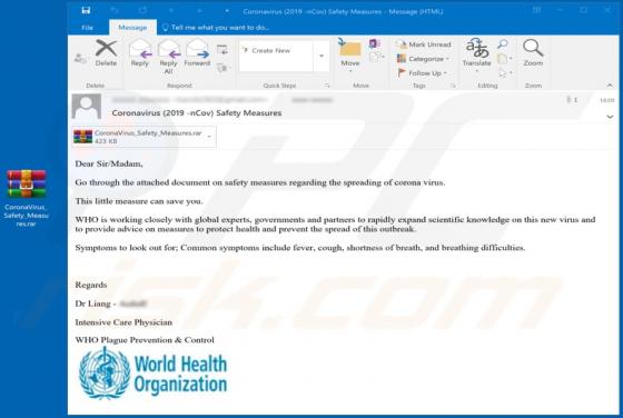 Coronavirus e-mail virus