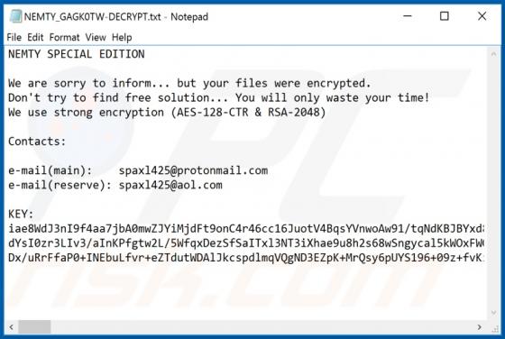 Nemty Special Edition ransomware