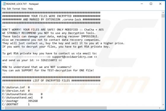 CovidWorldCry ransomware