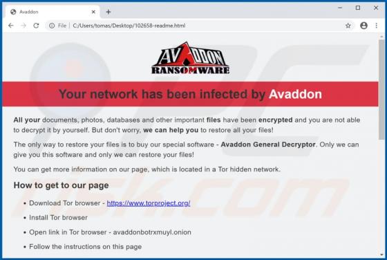 Avaddon ransomware