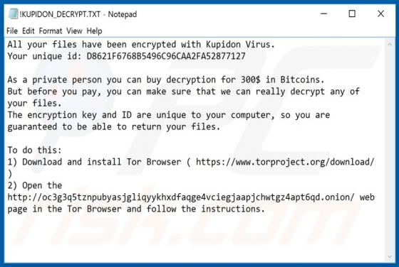 Kupidon ransomware