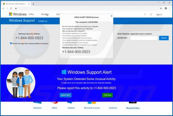 Oplichting met "VIRUS ALERT FROM Windows"-pop-up