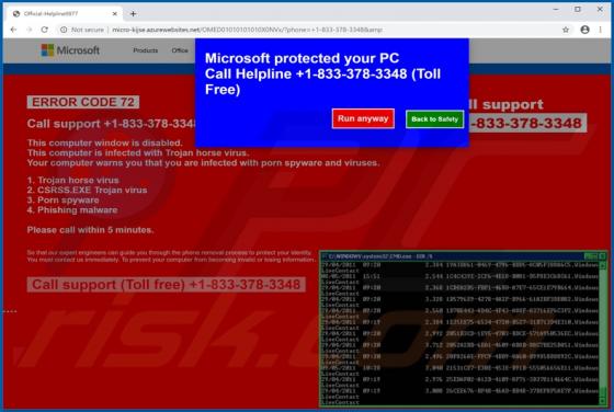 Oplichting via pop-up 'ERROR CODE 72'