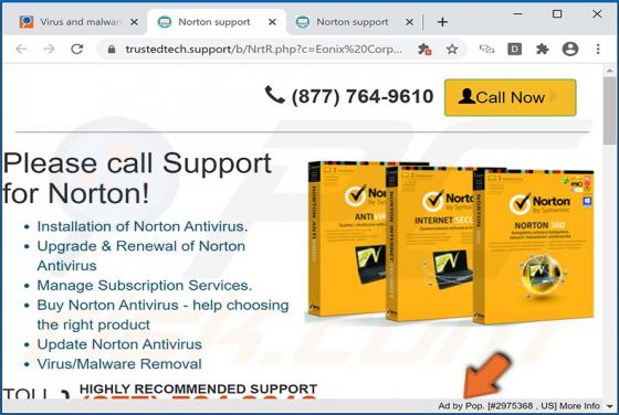 Advertenties van de Pop adware