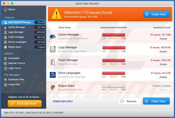 De ongewenste app Quick Mac Booster (Mac)