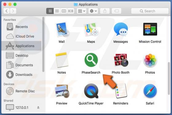 De PhaseSearch adware (Mac)