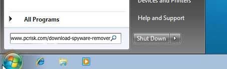 download de verwijderaar met de uitvoeren dialoogbox windows 7